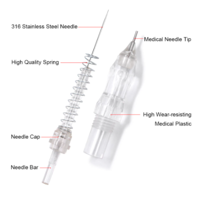 PMU - Needle Cartridges - Stainless Steel Tip - 1R- for practice only