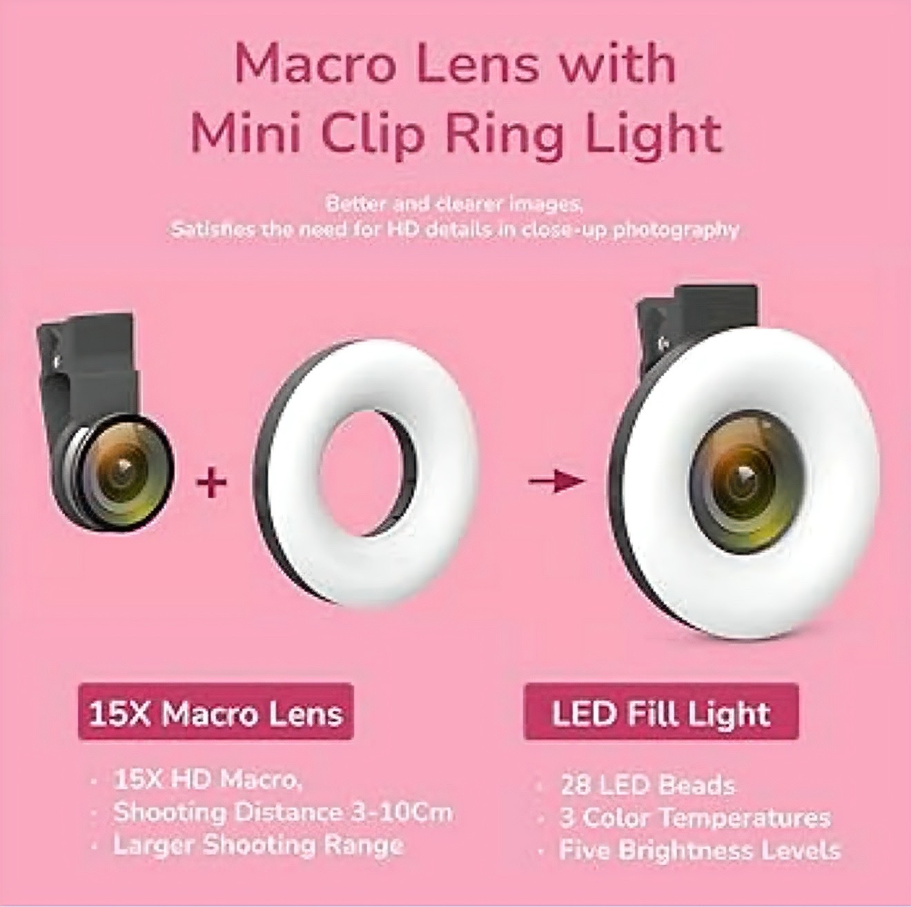 Macro Lens with Mini Clip Ring Light - Image 4